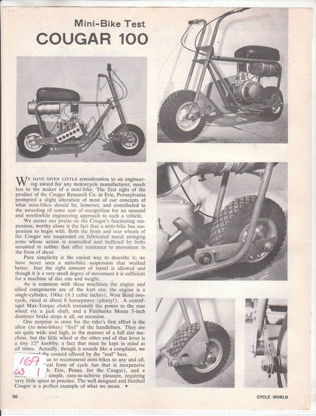 1963 Cotton Cougar Motorcycle Print-Ad & Simplex Minibike & Suzuki
