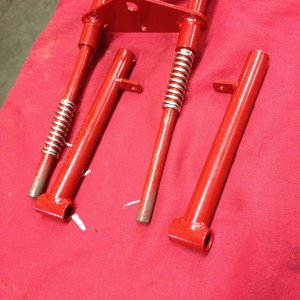 Forks after powdercoat, needed help with springs/pins