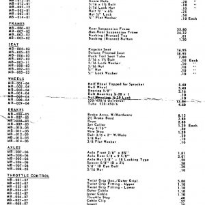 K&S Parts List 1 of 2