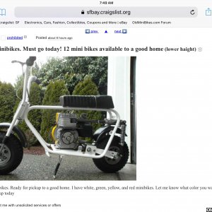 Free Mini Bikes on Craigslist Today April 1st?