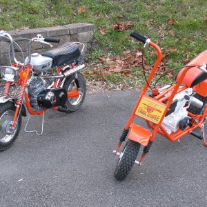 Both Mini bikes sitting side by side.
