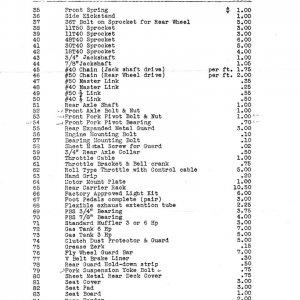 Pg #2 -1961 Trail-Cycle Parts/Price List
