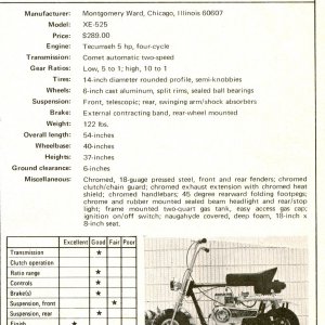 Montgomery Wards XE 525 Specs 1970