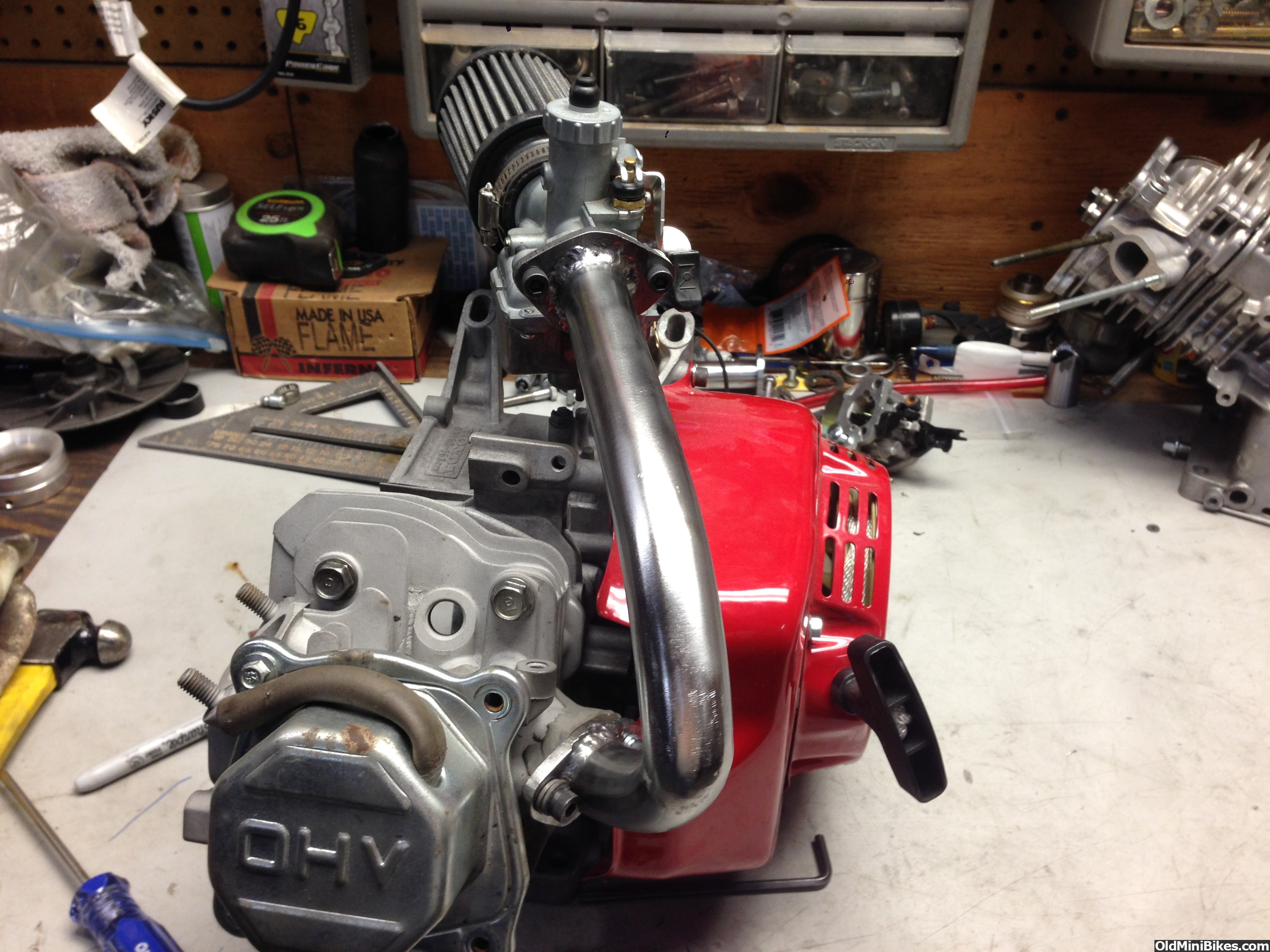 Custom clone to mikuni ram air intake | OldMiniBikes.com