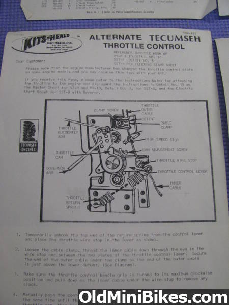 Tecumseh throttle cable connect for Super Bronc VT-8 butterfly stroke diagram 